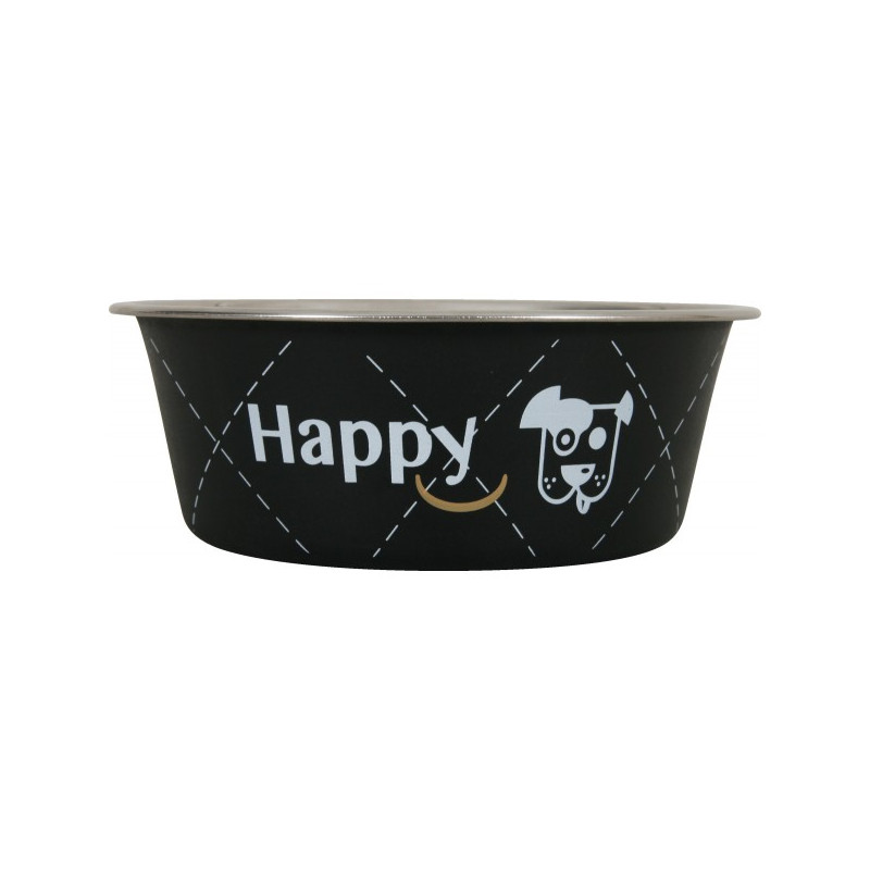 ECUELLE INOX HAPPY NOI 21CM de Zolux - Produit pour animaux dans Gamelles et distributeurs pour chiens