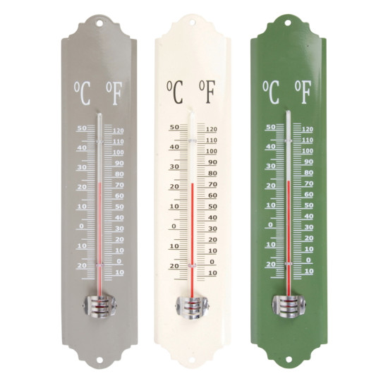 THERMOMETRE METAL ASSORTI de Esschert design - deco maison et jardin dans Thermométre - Pluviometre - Baromètre