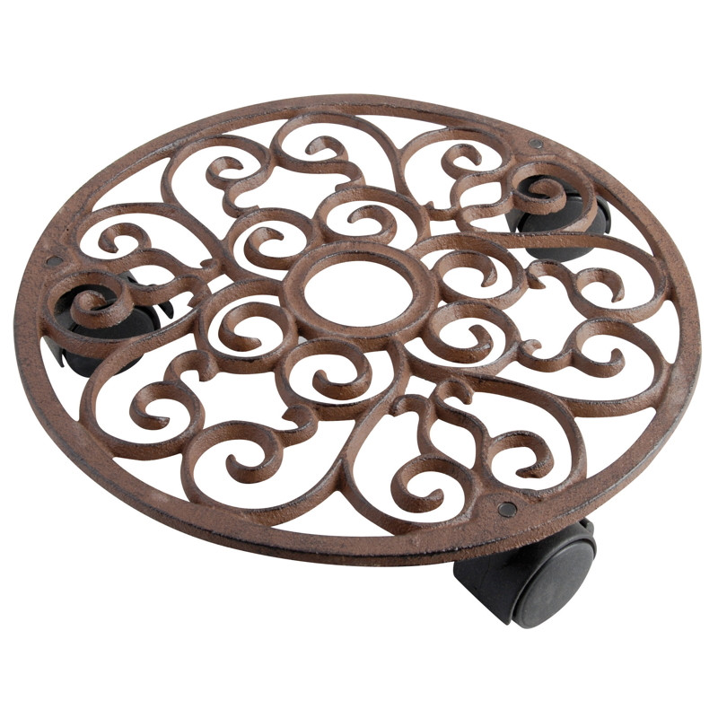 Porte-Plantes Rond Fonte à roulettes | Support Décoratif Élégant pour Fleurs et Plantes de Esschert design - deco maison et j...