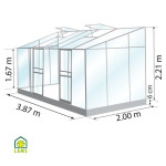SERRE ADOSSEE IDA 7800 ALU+embase de Lams - EGT Partners - Serre de jardin dans Serre sur terre et dalle