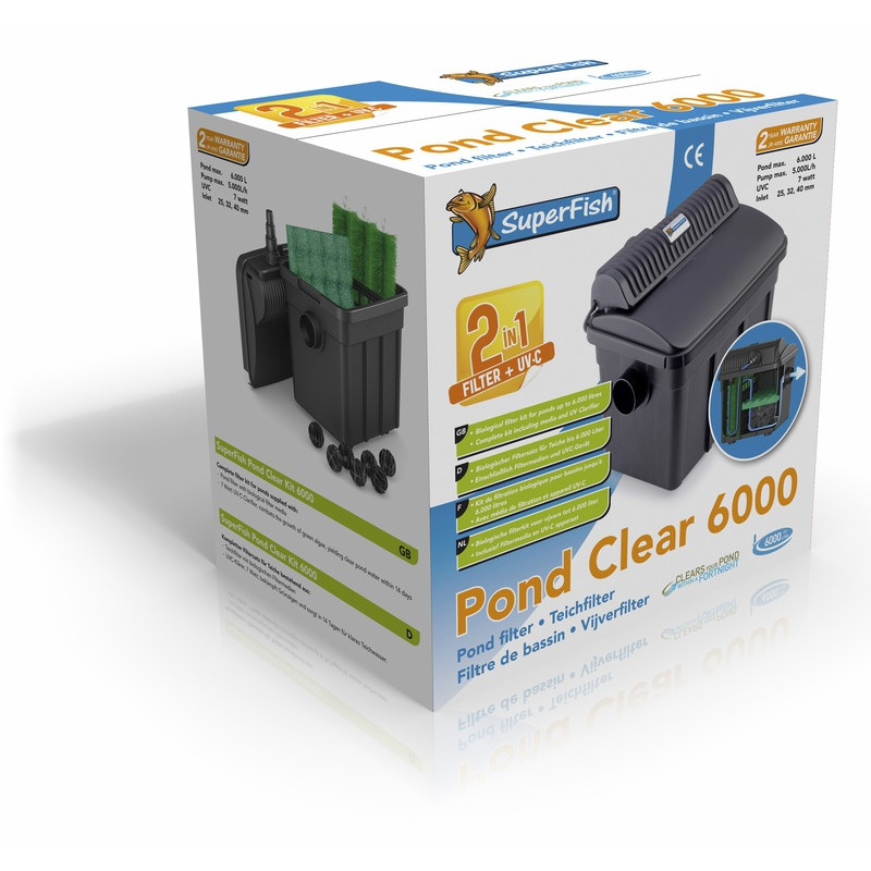 PCLEAR KIT 6000 UV-7W-PUMP 2000L de Superfish - Aquadistri - accessoires pour aquarium et bassin dans Filtre pour bassin