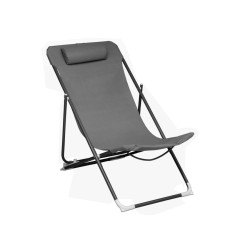 /Chilienne Globe Gris - Chaise Longue Confortable pour Détente en Extérieur de Proloisirs - Océo - table et fauteuil et mobil...