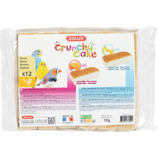 CRUNCHY CAKE X12 MIEL FRUITS de Zolux - Produit pour animaux dans Friandises pour oiseaux