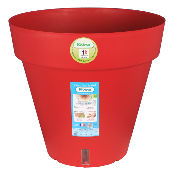 Pot Loft Rond 30 Rouge -Pot Riviera de Riviera - fabricant de Pots à reserve d'eau et sans réserve dans Pots en plastique