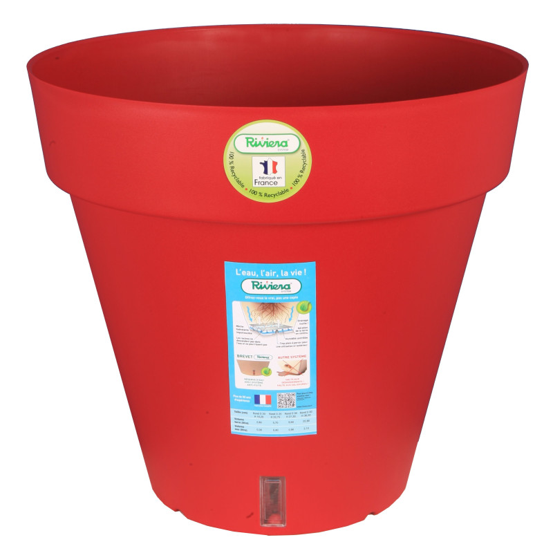 Pot Loft Rond 30 Rouge -Pot Riviera de Riviera - fabricant de Pots à reserve d'eau et sans réserve dans Pots en plastique