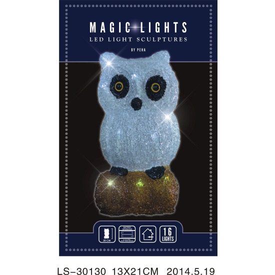 HIBOU 20CM 16LED S/P INT de Déco de Noël - Jardinerie Bordeaux et Libourne dans 💡Guirlande et déco électrique
