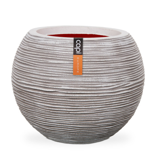 Pot BOULE STRIE 62X48 IVOIRE de Capi Europe - Cache et pot décoratifs design dans Cache-pot et pot déco
