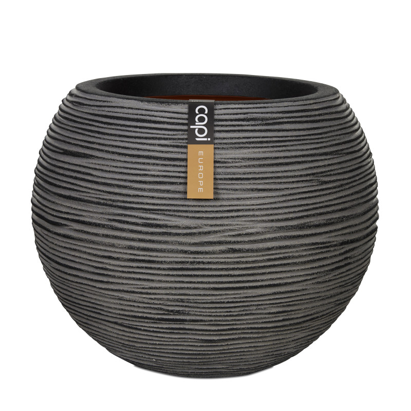 Pot BOULE STRIE 62X48 ANTHRACITE de Capi Europe - Cache et pot décoratifs design dans Cache-pot et pot déco