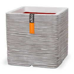 POT CARRE STRIE 30X30 IVOIRE de Capi Europe - Cache et pot décoratifs design dans Cache-pot et pot déco