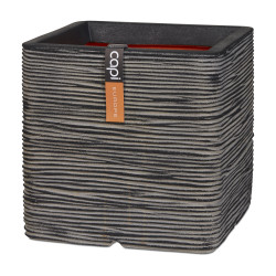 POT CARRE STRIE 30X30X30 ANTHRACITE de Capi Europe - Cache et pot décoratifs design dans Cache-pot et pot déco