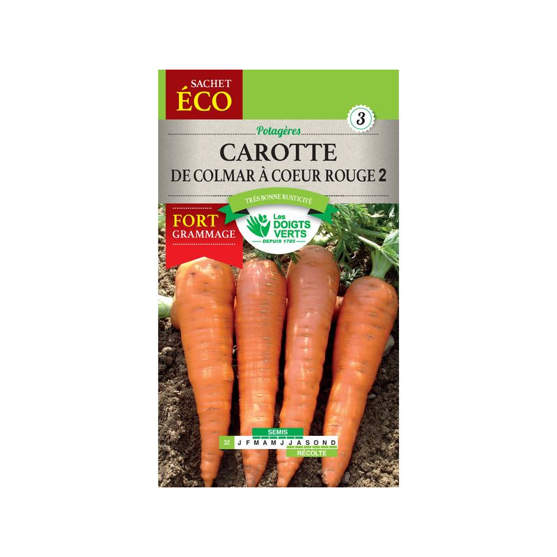 Carotte Colmar A Coeur Rouge 2-Gm -graines de Les Doigts Verts - graines de Gironde à Bordeaux dans Graines de Carotte