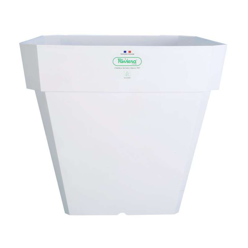 /Pot Carré 50 Blanc Soleilla - Pot de Fleur Riviera Design Moderne de Riviera - fabricant de Pots à reserve d'eau et sans rés...