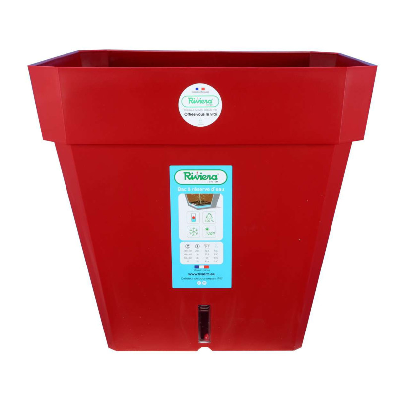 /Pot Loft Carre 50 Rouge -Pot Riviera de Riviera - fabricant de Pots à reserve d'eau et sans réserve dans Pots en plastique