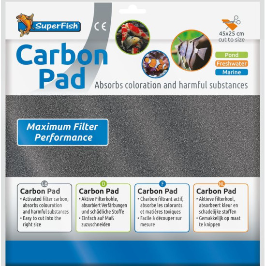 Carbon pad 45x25 cm de Superfish - Aquadistri - accessoires pour aquarium et bassin dans Produits de filtration d'aquarium