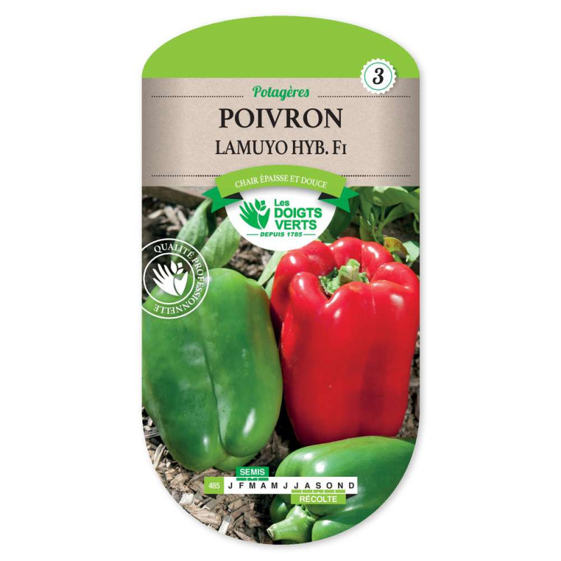 Poivron Lamuyo Hyb.F1 -graines de Les Doigts Verts - graines de Gironde à Bordeaux dans Graines de Poivron