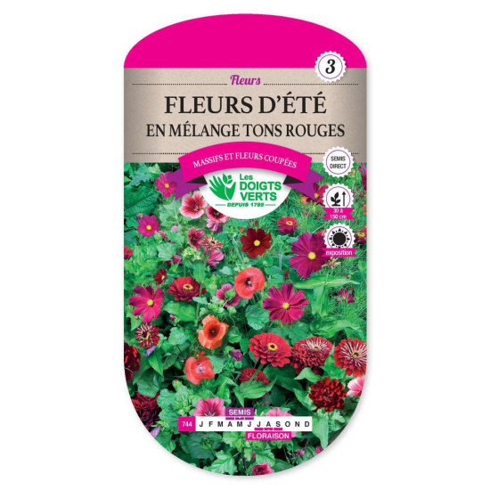 Fleurs D'Ete Melange Tons Rouges -graines de Les Doigts Verts - graines de Gironde à Bordeaux dans Graines de fleurs en F