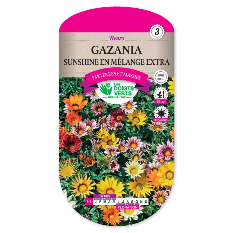 Gazania Sunshine En Mel.Extra -graines de Les Doigts Verts - graines de Gironde à Bordeaux dans Graines de fleurs en G
