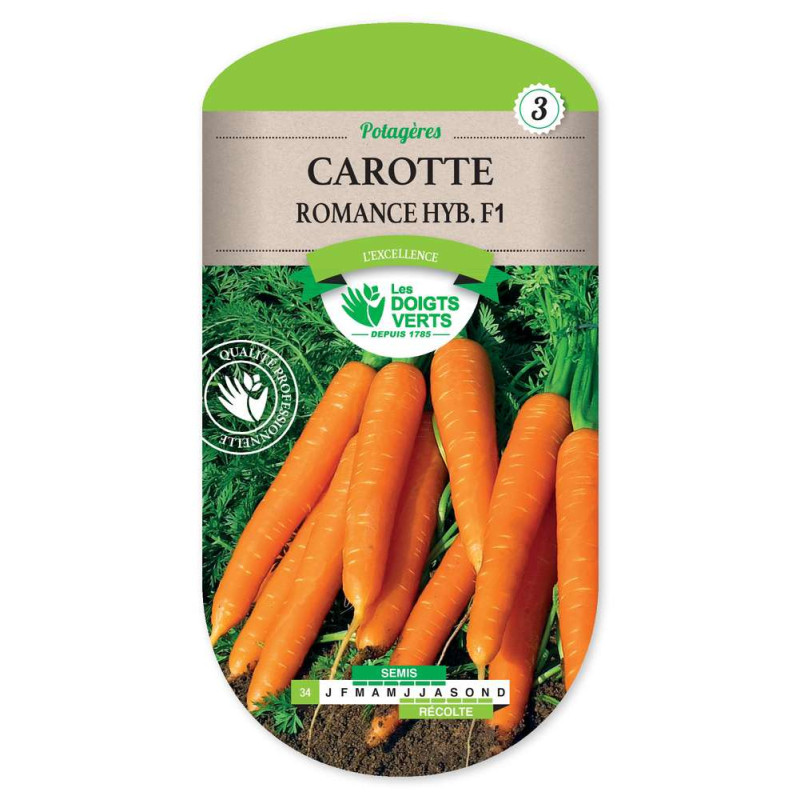 Carotte Romance Hyb.F1 -graines de Les Doigts Verts - graines de Gironde à Bordeaux dans Graines de Carotte