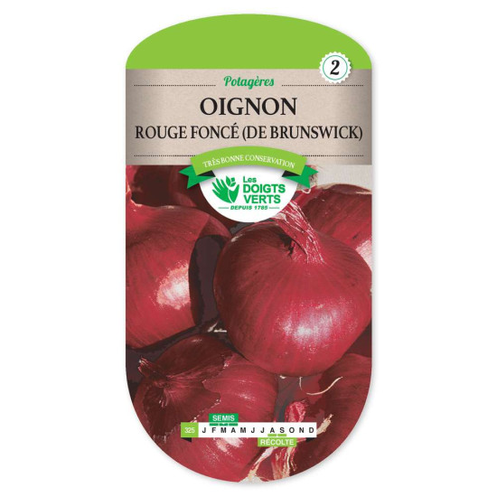 Oignon Rouge Fonce Brunswick -graines de Les Doigts Verts - graines de Gironde à Bordeaux dans Oignon - Ail - echalote à semer