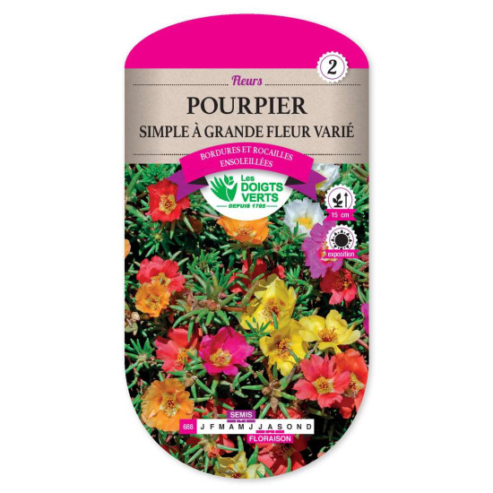 Pourpier A Gde Fleur Simple Varie -graines de Les Doigts Verts - graines de Gironde à Bordeaux dans Graines de fleurs en P
