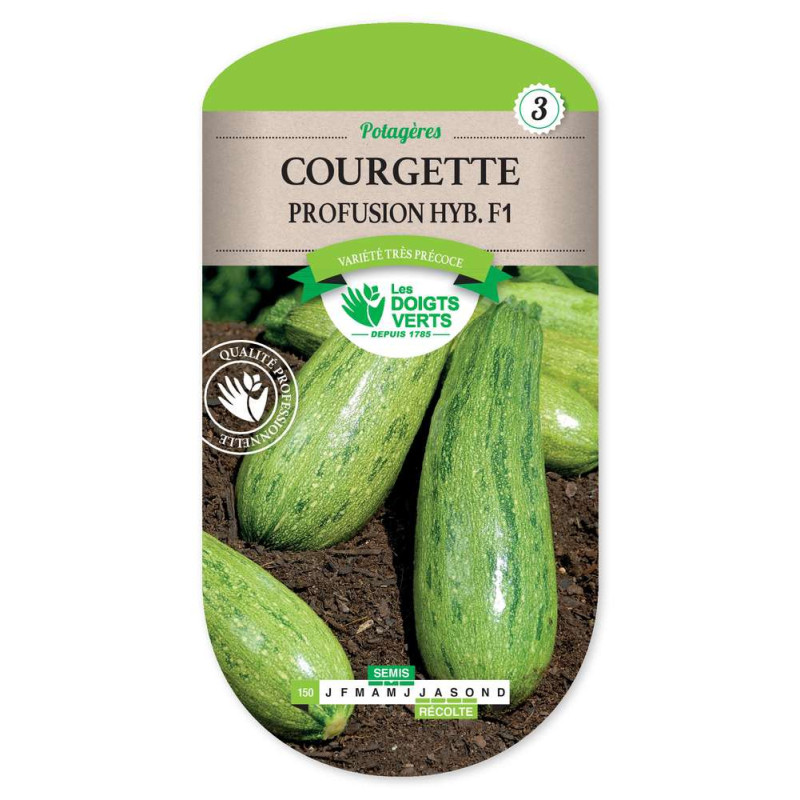 Courgette Profusion Hyb.F1 -graines de Les Doigts Verts - graines de Gironde à Bordeaux dans Graines de Courgette - Courge