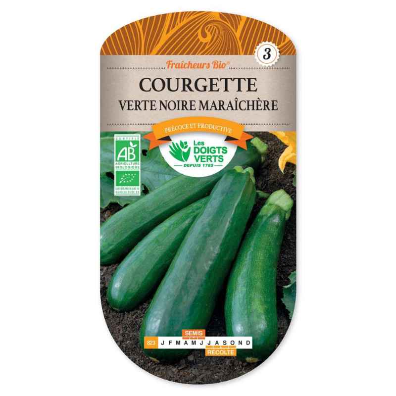 Courgette Vert Noir Mar. Fraic.Bio -graines de Les Doigts Verts - graines de Gironde à Bordeaux dans Graines de Courgette - C...