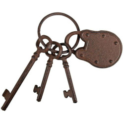 ANNEAU 3CLEFS FONTE AVEC CADENAS de Esschert design - deco maison et jardin dans 🏠 Maison