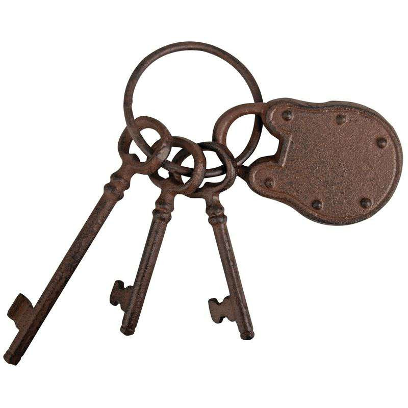 ANNEAU 3CLEFS FONTE AVEC CADENAS de Esschert design - deco maison et jardin dans 🏠 Maison