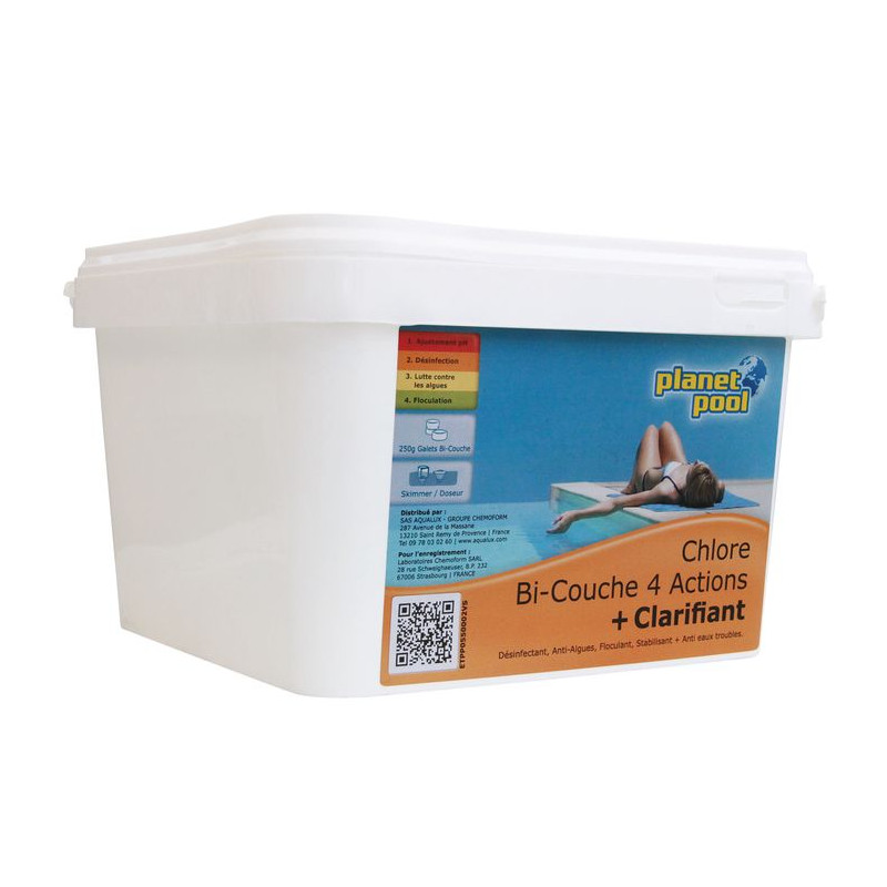 CHLORE MULTIACTION+CLAR. 2.5KG de Aqualux - Produits piscines dans Chlore et pH pour piscine