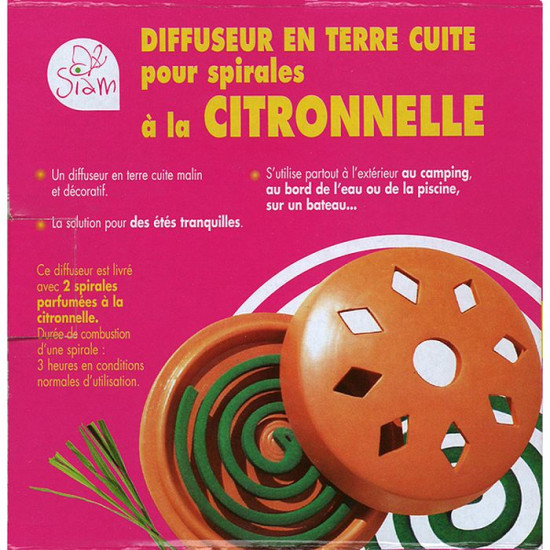DIFFUSEUR TERRE CUITE+SPIRALES de Siam - produit anti moustique dans 🕷🪰Produits anti Insectes volants et rampants