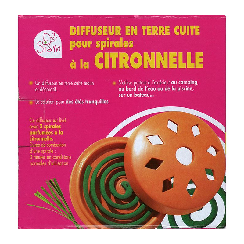 DIFFUSEUR TERRE CUITE+SPIRALES de Siam - produit anti moustique dans 🕷🪰Produits anti Insectes volants et rampants