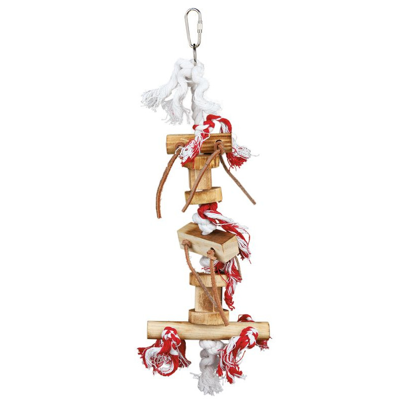 Jouet Bois Avec Bande De Cuir. 35Cm de Trixie - Produit pour animaux dans Jouets pour Oiseaux