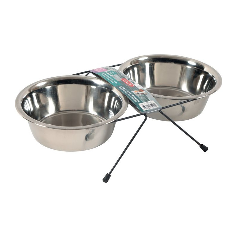 SUPPORT + 2 BOLS INOX 1.3L de Zolux - Produit pour animaux dans Gamelles et distributeurs pour chiens