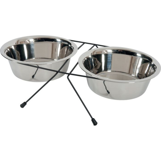 SUPPORT + 2 BOLS INOX 1.3L de Zolux - Produit pour animaux dans Gamelles et distributeurs pour chiens