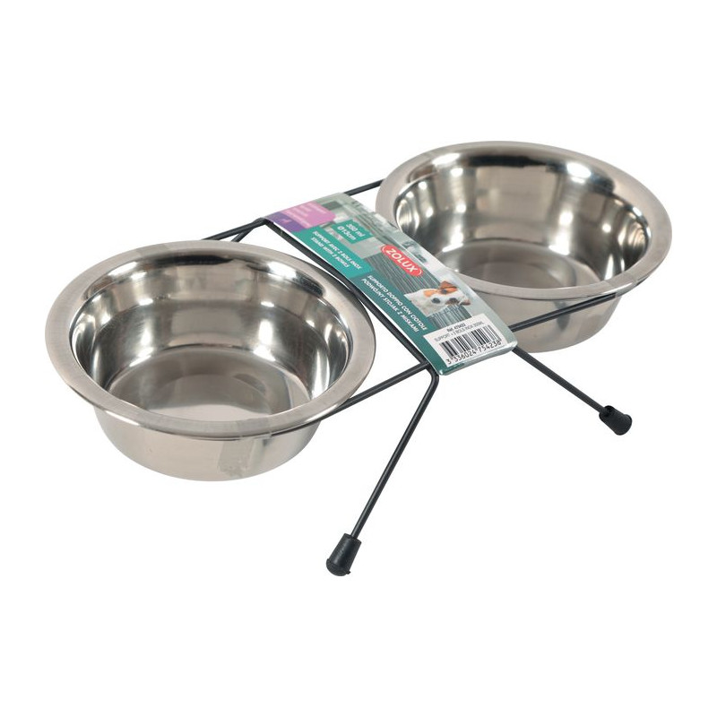 SUPPORT + 2 BOLS INOX 350ML de Zolux - Produit pour animaux dans Gamelles et distributeurs pour chiens