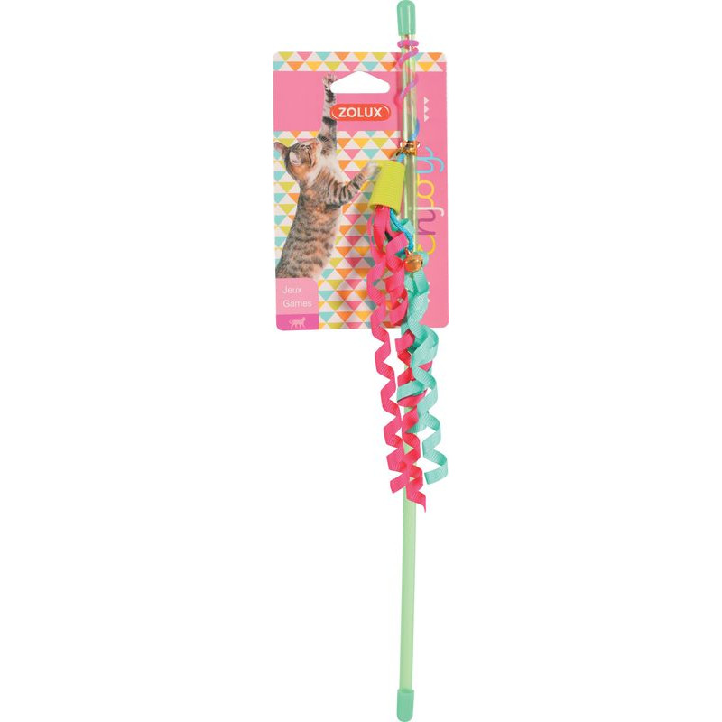 Jouet à Canne Pour Chat - 3 Pièces Avec Rubans Colorés Et Cloche - Jeu Interactif Pour Chat D'intérieur, Stimulation Et Amusement