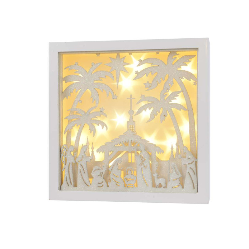 /CADRE LED PALMIER BLANC de Kaemingk - deco de la maison dans 💡Guirlande et déco électrique