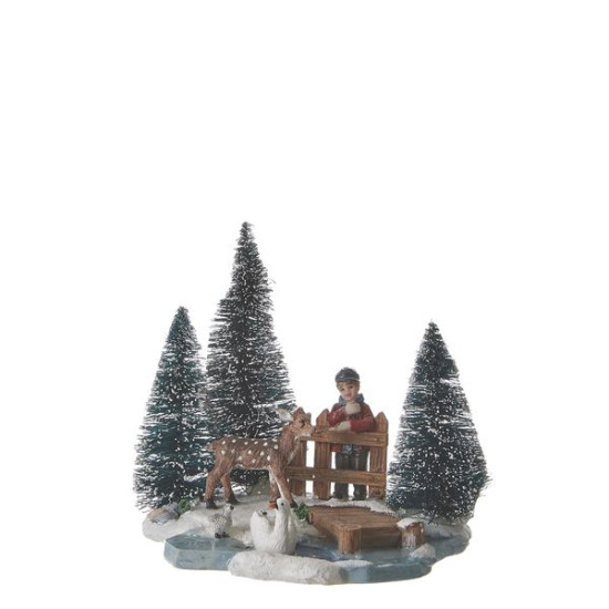 CYGNE A/SES BEBES BLANCS 10CM de Edelman - deco maison et noël dans 🏘️Villages miniatures
