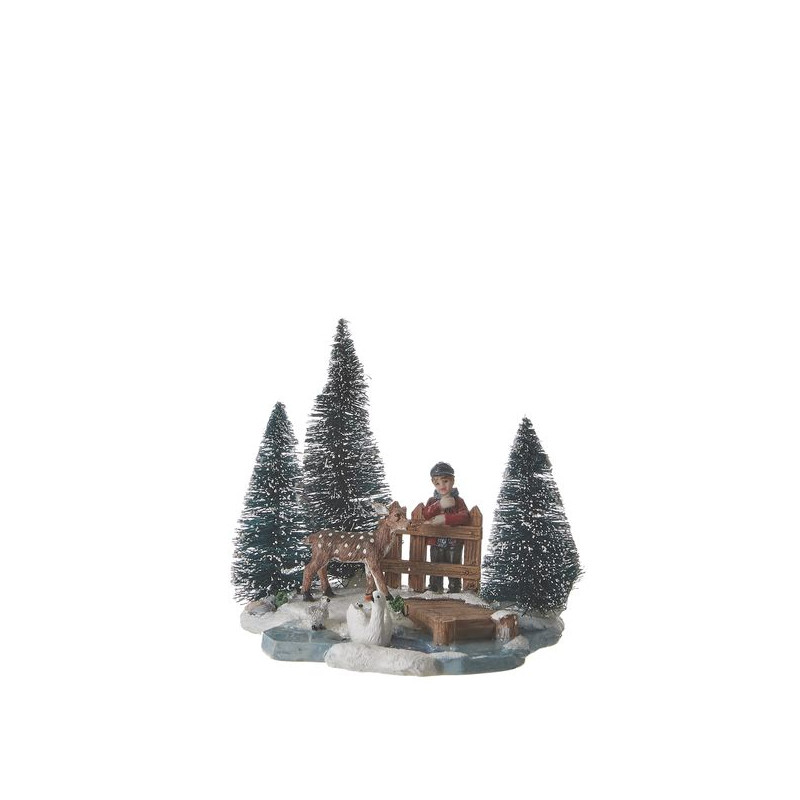 CYGNE A/SES BEBES BLANCS 10CM de Edelman - deco maison et noël dans 🏘️Villages miniatures