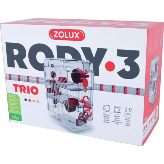 CAGE RONGEUR RODY3 TRIO GRENADINE de Zolux - Produit pour animaux dans Cages pour rongeurs