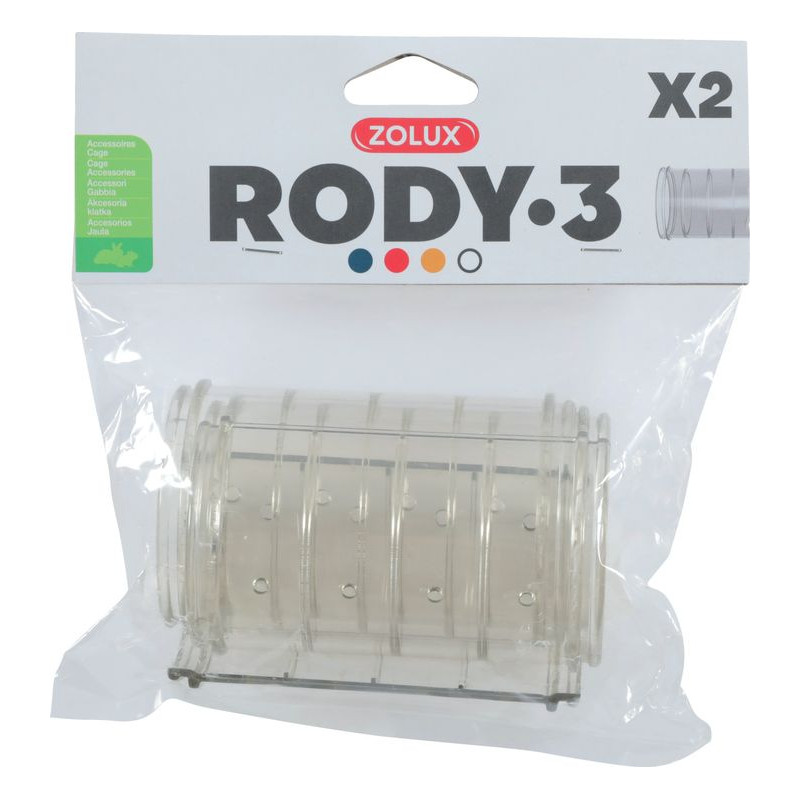 TUBE DROIT RODY3 GRIS TRANSP de Zolux - Produit pour animaux dans Cages pour rongeurs