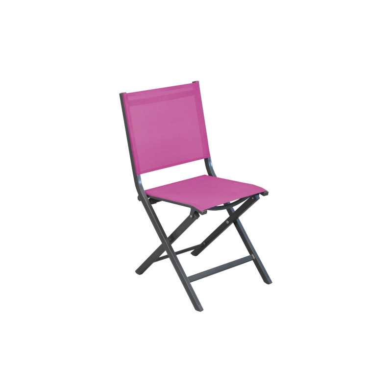 CHAISE THEMA PLIANTE GREY/FRAMBOISE de Proloisirs - Océo - table et fauteuil et mobilier de jardin dans 🪑 Chaise pour l'exter...