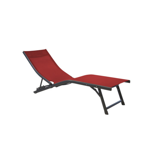 RELAX FUJI-GREY/ROUGE de Proloisirs - Océo - table et fauteuil et mobilier de jardin dans Transat pour l'exterieur