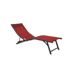 RELAX FUJI-GREY/ROUGE de Proloisirs - Océo - table et fauteuil et mobilier de jardin dans Transat pour l'exterieur