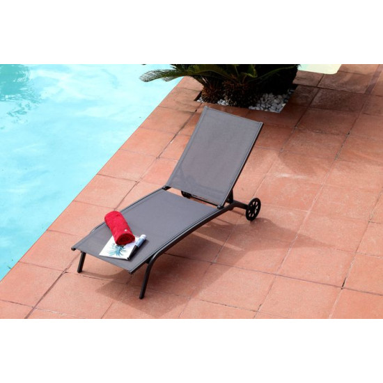 LIT CELIO-GREY/GRIS de Proloisirs - Océo - table et fauteuil et mobilier de jardin dans Transat pour l'exterieur