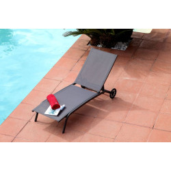 LIT CELIO-GREY/GRIS de Proloisirs - Océo - table et fauteuil et mobilier de jardin dans Transat pour l'exterieur