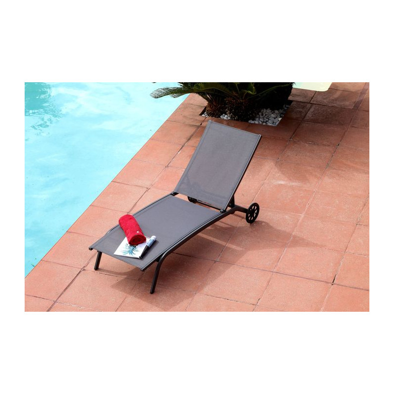 LIT CELIO-GREY/GRIS de Proloisirs - Océo - table et fauteuil et mobilier de jardin dans Transat pour l'exterieur
