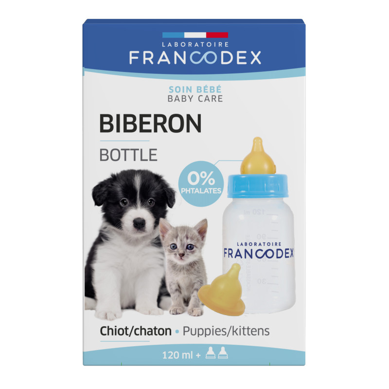 BIBERON + 2 TETINES - CHIOT-CHATON de Francodex - anti puce et soin pour chien et chat dans Soins et Hygiene pour chiens