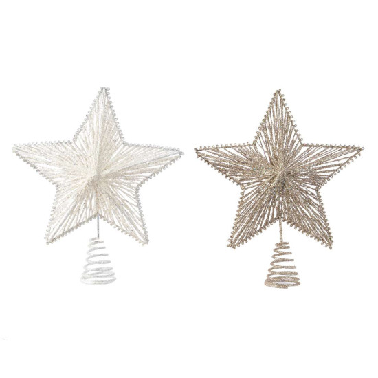 Cimier etoile blanc hiver/champagne h25 de Kaemingk - deco de la maison dans 🎄Déco de sapin