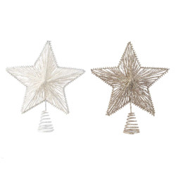 Cimier etoile blanc hiver/champagne h25 de Kaemingk - deco de la maison dans 🎄Déco de sapin